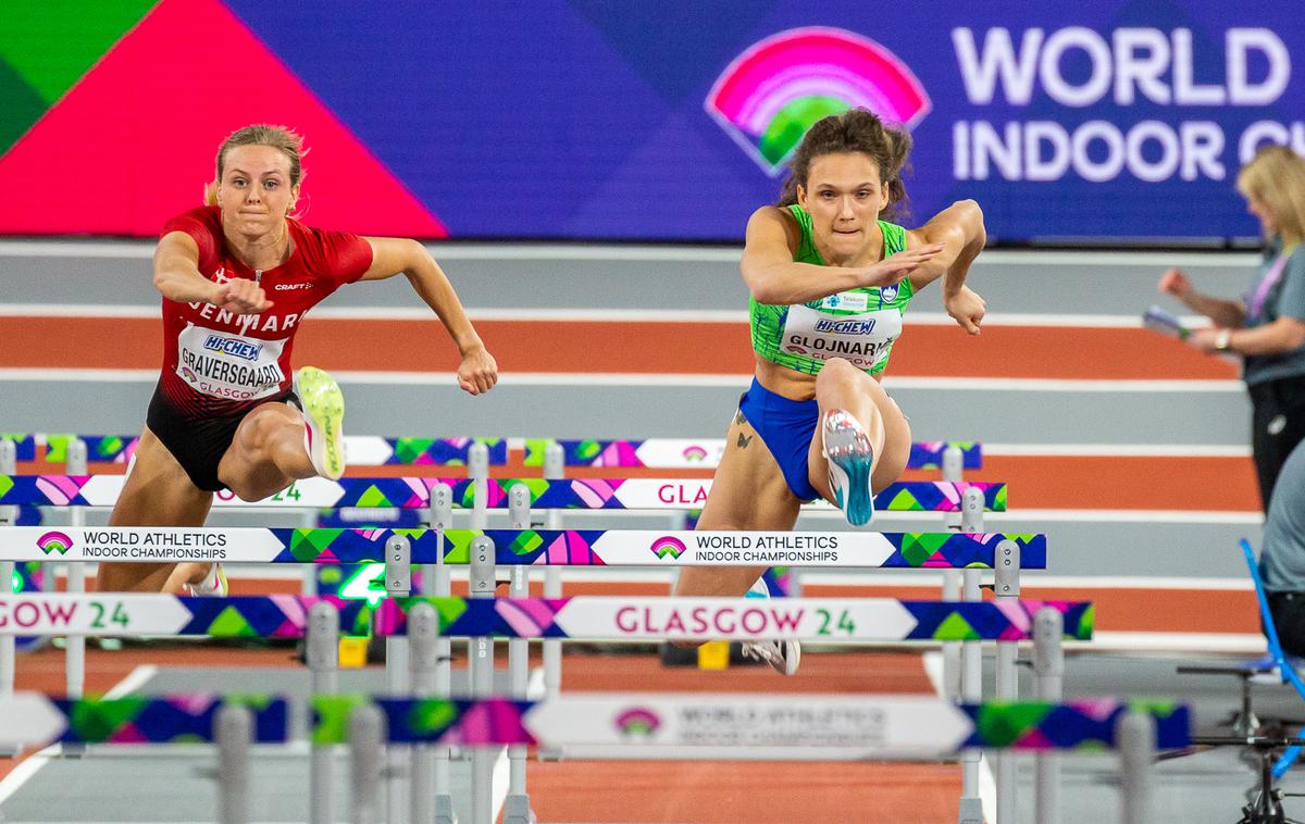 Nika Glojnarič, Glasgow 2024 | Nika Glojnarič je na svetovnem prvenstvu v dvorani v Glasgowu v polfinalu na 60 m ovire dosegla skupno 21. izid. | Foto Peter Kastelic/AZS