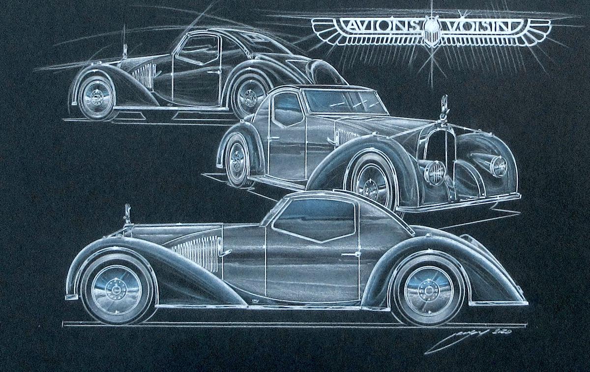 Voisin | Znameniti voisin C27 aerosport, kot si ga je zamislil oblikovalec Georg Gedl. | Foto Ilustracija: Georg Gedl