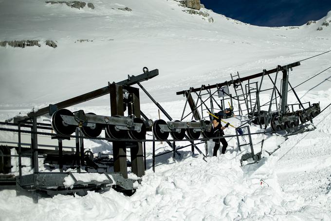 Predzadnji konec tedna v januarju je pogonsko postajo žičnice Prevala, ki Kanin povezuje z italijansko Sella Neveo, zasul snežni plaz.  | Foto: Ana Kovač