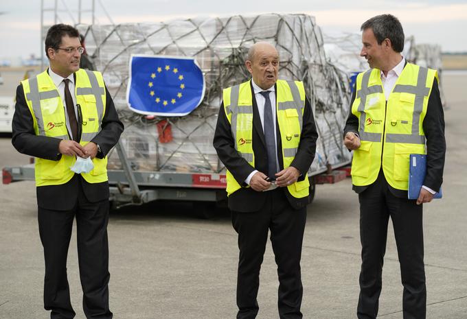 Janez Lenarčič, Jean-Yves Le Drian, Philippe Goffin | Foto: STA ,