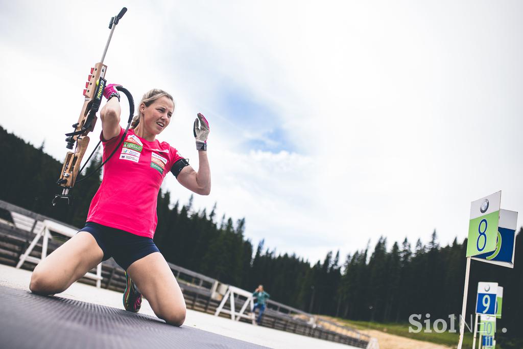 trening biatlon streljanja Anamarija Lampič