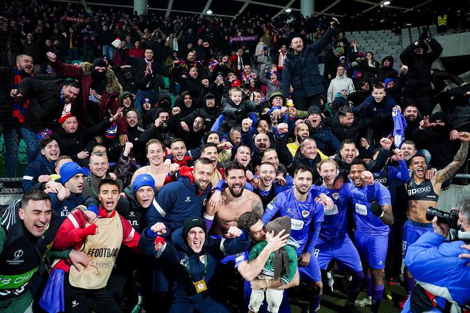 Borac Banjaluka je v Stožicah proslavljal zgodovinski uspeh. V osmini finala se bo pomeril s Fiorentino oziroma dunajskim Rapidom. | Foto: Filip Barbalić