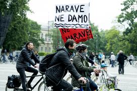 Protestniki na kolesih v Ljubljani