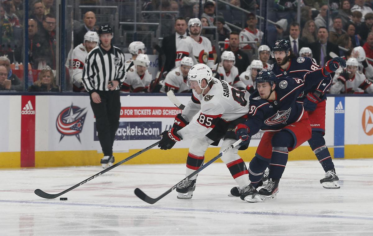 Columbus Blue Jackets Ottawa Senators | Hokejisti Columbus Blue Jackets so na domačem ledu pripravili popoln preobrat in s štirimi zaporednimi goli s 4:2 premagali Ottawa Senators. | Foto Reuters