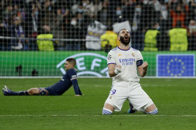 Real PSG | Karim Benzema je s 34 leti in 80 dnevi postal najstarejši strelec hat-tricka v zgodovini lige prvakov. | Foto Reuters