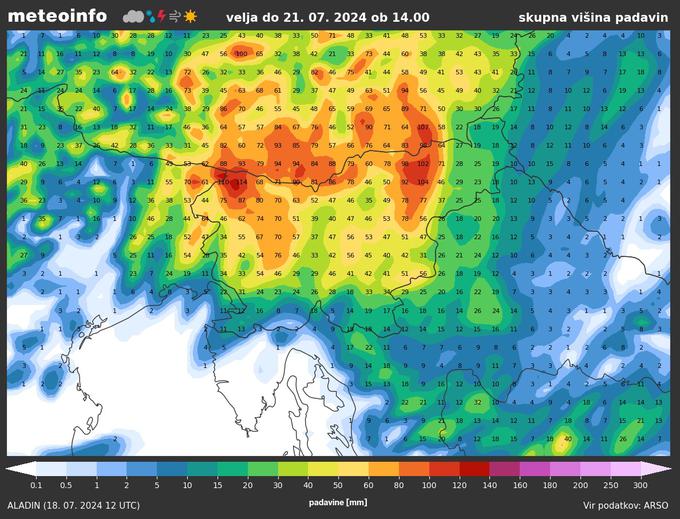 Skupna višina padavin | Foto: Meteoinfo