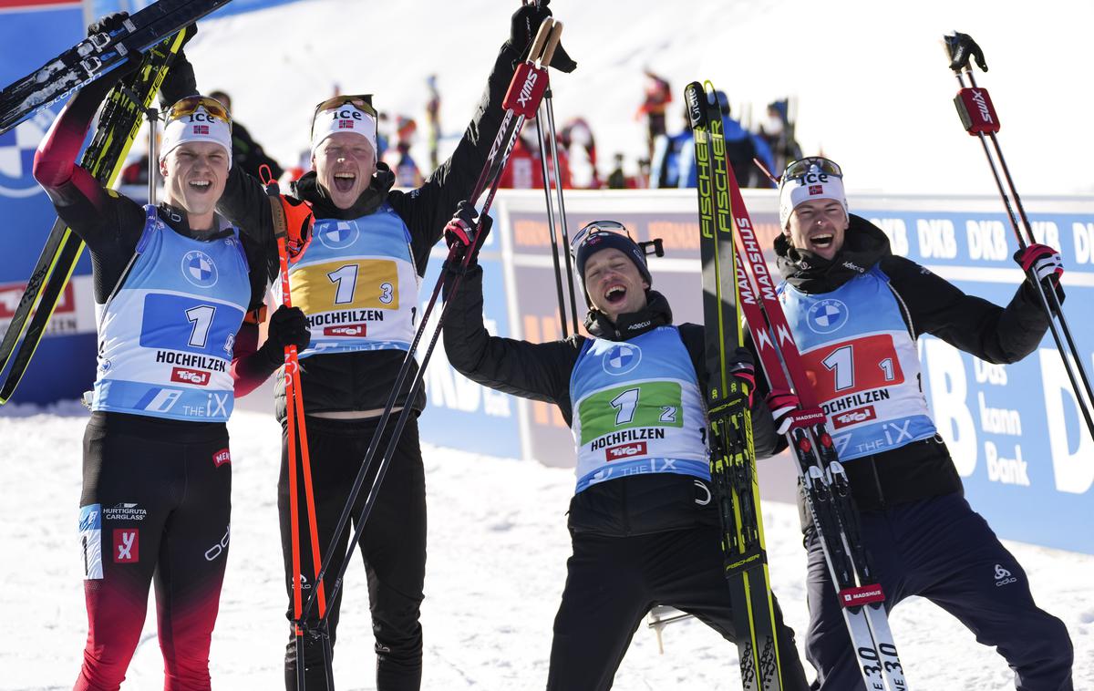 Sturla Holm Laegreid, Tarjei Boe, Johannes Thingnes Boe, Vetle Sjaastad Christiansen | Zmagovalci štafetne preizkušnje. | Foto Guliverimage