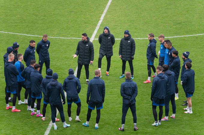 Sredin trening pred četrtkovo evropsko tekmo. | Foto: Boštjan Podlogar/STA