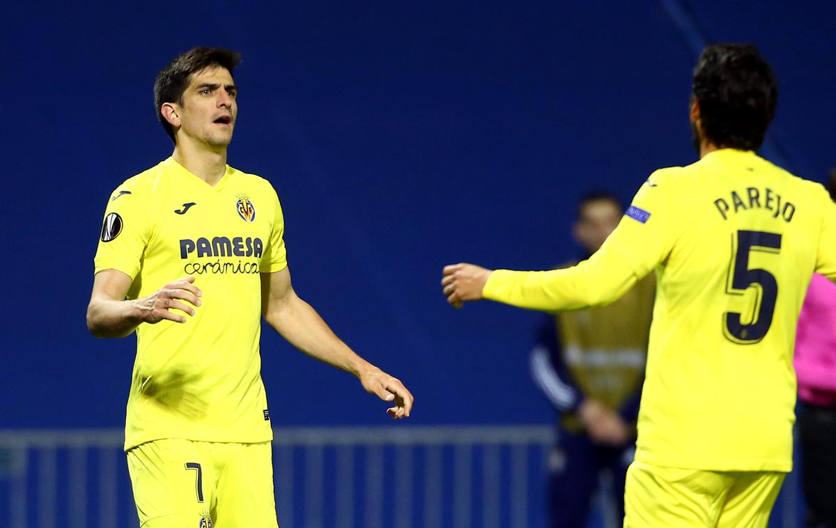 Gerard Moreno, Dani Parejo | Takole sta se nogometaša Villarreala Gerard Moreno in Dani Parejo razveselila zadetka v Zagrebu. | Foto Reuters