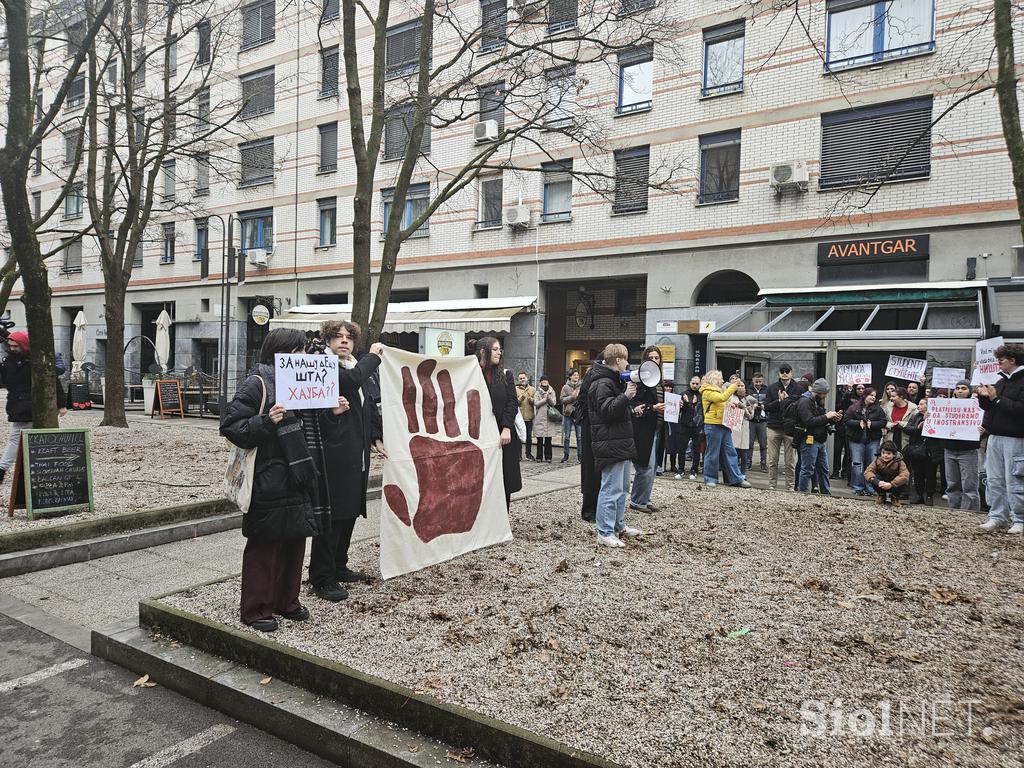 Protesti pred srbsko ambasado v Ljubljani