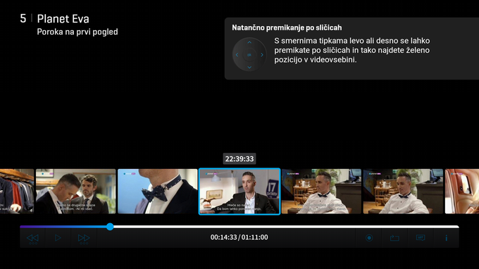 Prikaz sličic v vmesniku NEO omogoča natančno premikanje med vrtenjem naprej ali nazaj. | Foto: Telekom Slovenije