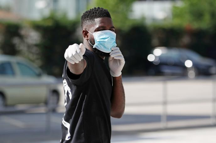 Samuel Umtiti | Samuel Umtiti je pozitiven, a ni treniral z ekipo, ki nastopa v četrtfinalu lige prvakov. | Foto Reuters