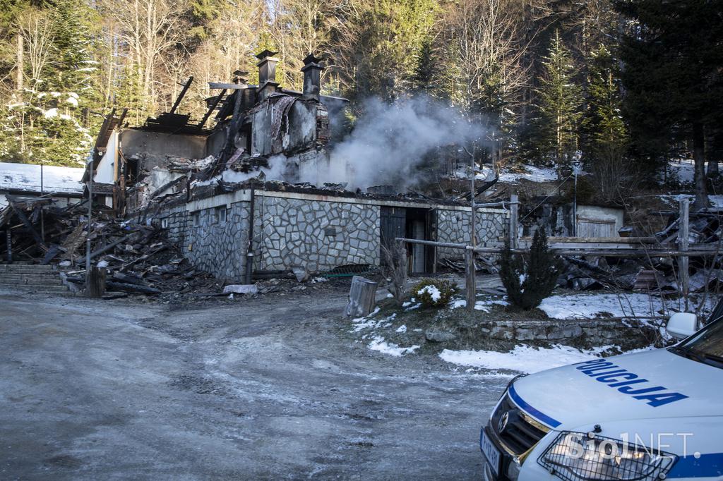 Požar na Osankarici. Osankarica. Pogorišče.