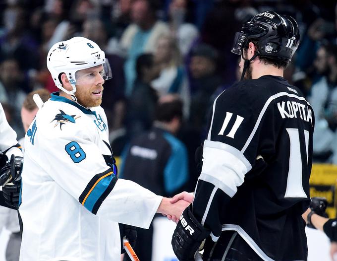 Kapetana ekip San Jose Sharks in Los Angeles Kings, ki bosta novo sezono lige NHL odprli v petek v Staples Centru. | Foto: Getty Images