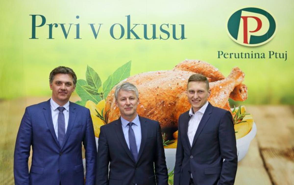 David Visenjak, Enver Šišić in Yevheniy A. Dranov | Nova uprava Perutnine Ptuj: od leve David Visenjak, Enver Šišić in Yevheniy A. Dranov.  | Foto Perutnina Ptuj