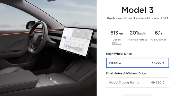 Pogled na notranjost avtomobila prek konfiguratorja. | Foto: Tesla