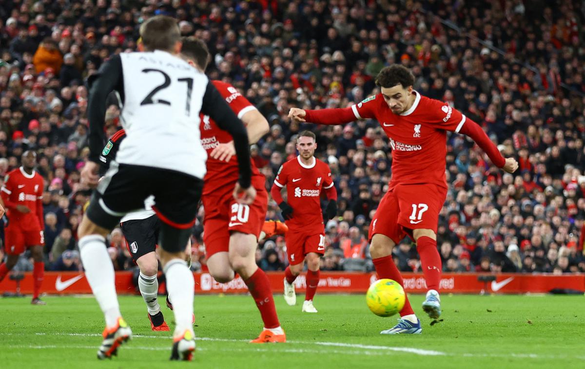 Liverpool Curtis Jones | Curtis Jones je v drugem polčasu zadel za 1:1, nato je za vodstvo Liverpoola mrežo zatresel Cody Gakpo. | Foto Reuters