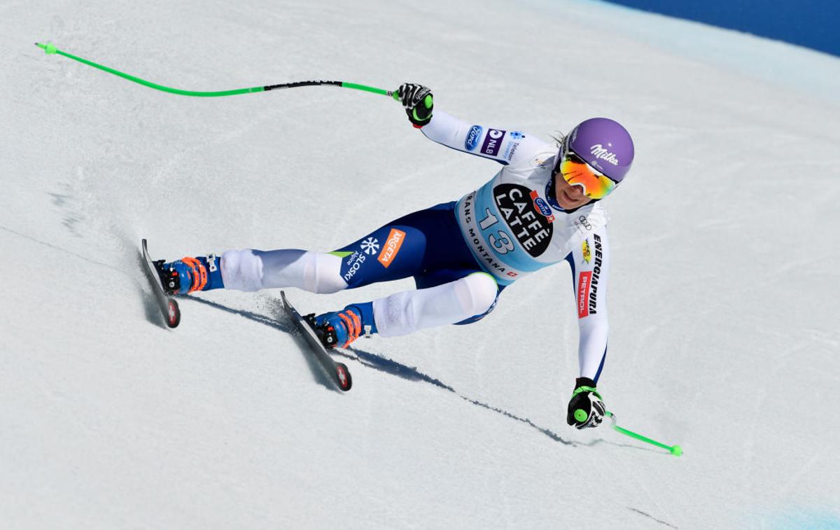 Ilka Štuhec | Ilka Štuhec je v Crans Montani, na prizorišču, kjer se je pred letom dni hudo poškodovala in morala predčasno končati sezono, osvojila 13. mesto.  | Foto Getty Images