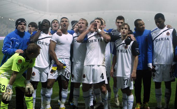 Veselje nogometašev Club Brugge v Ljudskem vrtu po nepozabni zmagi s 4:3. | Foto: Guliverimage