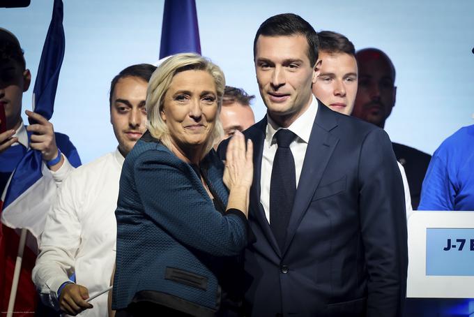 Voditeljici francoske skrajne desnice Marine Le Pen in njenemu premierskemu kandidatu Jordanu Bardelli na koncu ni uspelo zmagati na parlamentarnih volitvah, a je njun Nacionalni zbor dodobra pretresel ne le francosko, ampak tudi evropsko politiko. | Foto: Guliverimage