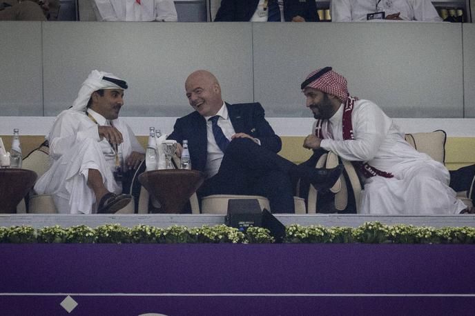 Tamim ben Hamad Al Thani, Gianni Infantino, Mohammed bin Salman | Katarski emir Tamim bin Hamad bin Kalifa al Tani, Gianni Infantino in Mohamed bin Salman na otvoritveni slovesnosti SP v Katarju | Foto Guliverimage