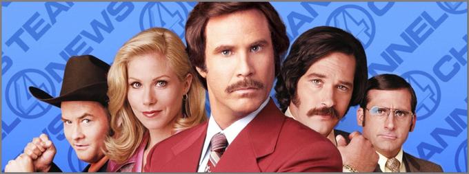 Sedemdeseta leta v ZDA. Ron Burgundy (Will Ferrell) je priznani voditelj priljubljene televizijske informativne oddaje v San Diegu. Njegov svet se obrne na glavo, ko se moškim v redakciji pridruži ambiciozna novinarka (Christina Applegate). • V petek, 23. 7., ob 18.55 na TV 1000.* | Foto: 