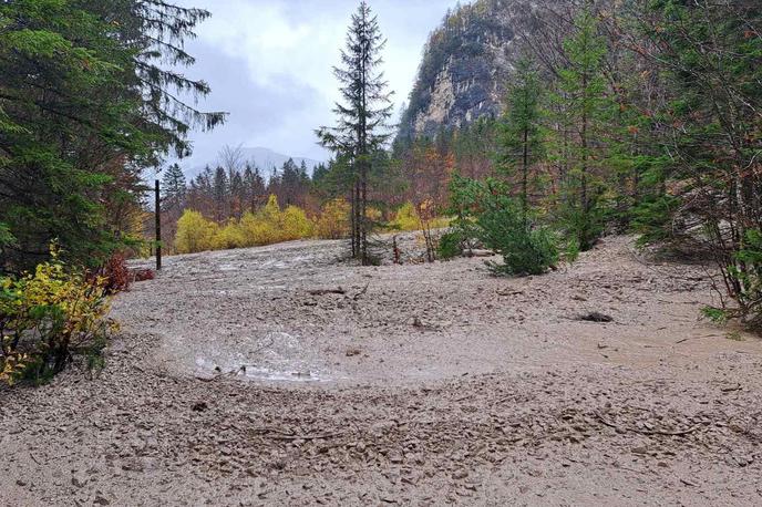 Tamar | Sicer idilično pot po dolini Tamar sta ponoči in dopoldne poplavila voda in grušč. | Foto Dom v Tamarju