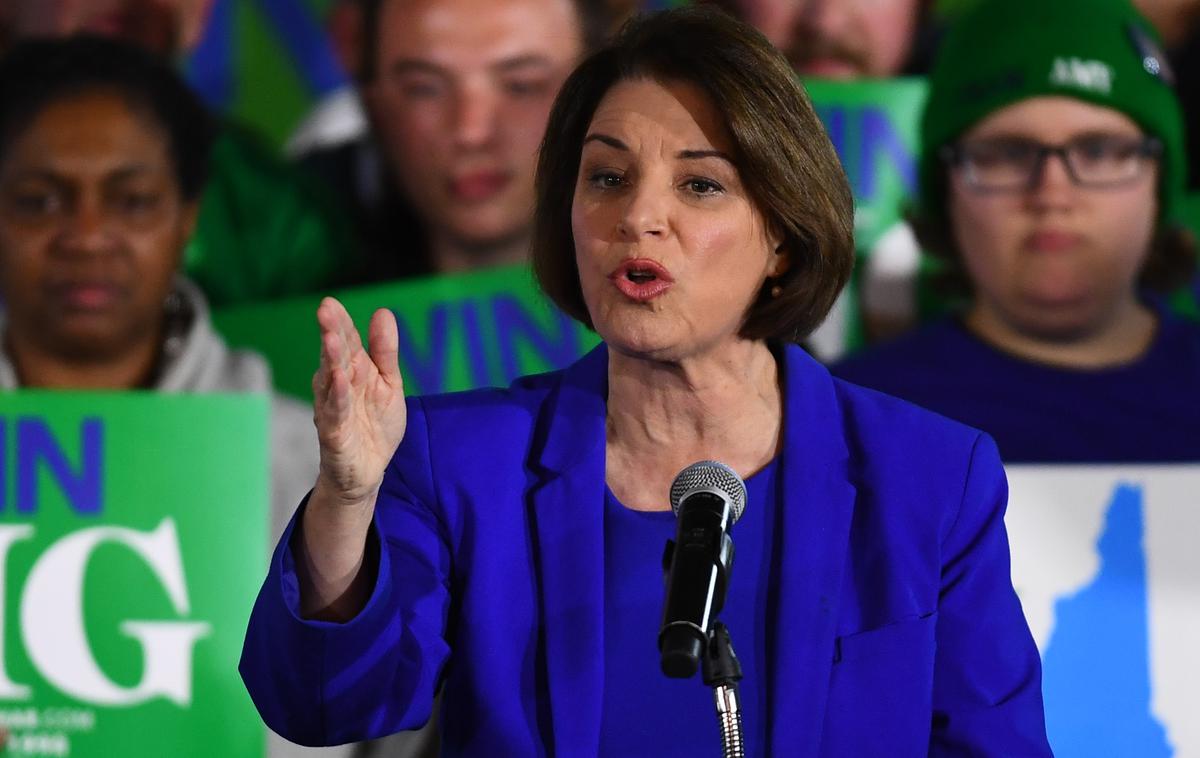 Amy Klobuchar | Po izidih sinočnjih strankarskih volitev za izbiro predsedniškega kandidata demokratske stranke v New Hampshiru najbolj odmeva tretje mesto senatorka slovenskega rodu Amy Klobuchar. | Foto Reuters