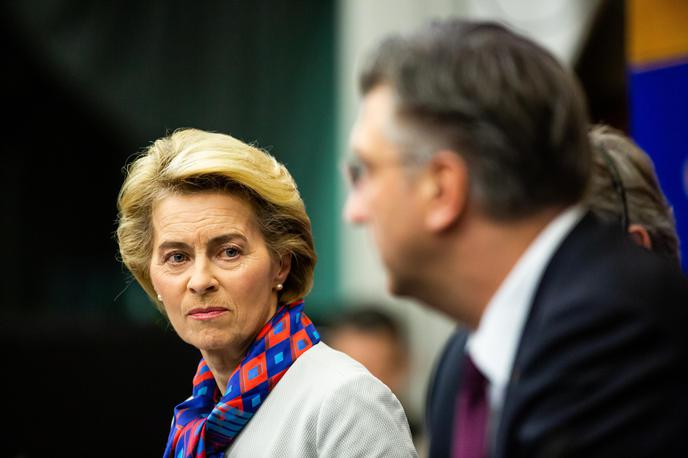 Ursula von der Leyen in Andrej Plenković | Predsednica Evropske komisije Ursula von der Leyen je zaradi Slovenije prestavila predstavitev svoje komisarske ekipe. | Foto Guliverimage