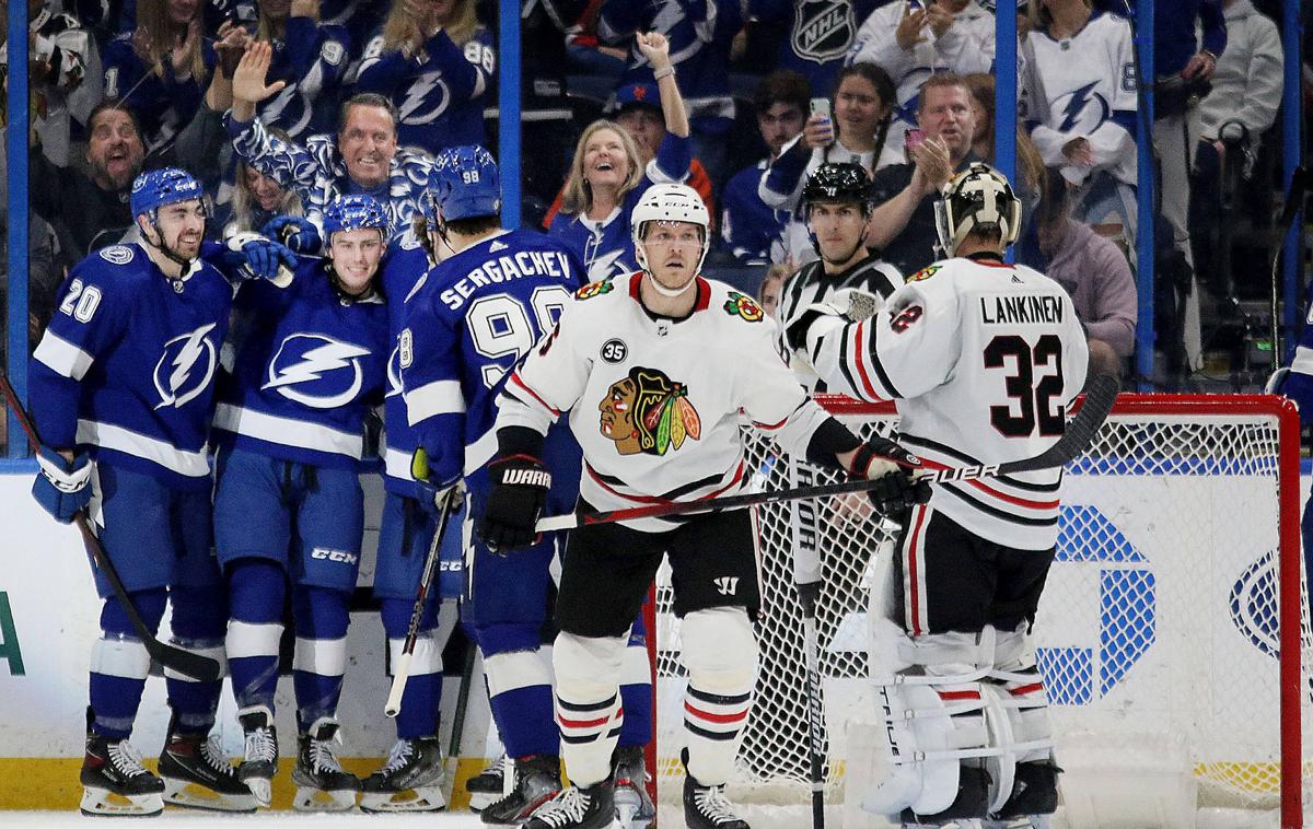 Tampa Bay Lightning Ross Colton | Hokejisti Tampe so s 5:2 odpravili Chicago, Ross Colton je prispeval dva zadetka. | Foto Guliverimage