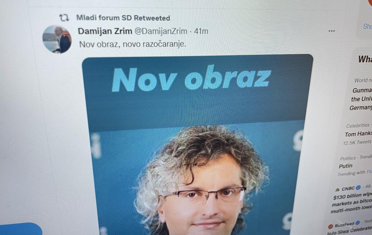 Šarec Golob | Fotomontažo s pripisom "Nov obraz, novo razočaranje" so delili tudi na uradnem profilu Mladega foruma Socialnih demokratov. | Foto Siol.net