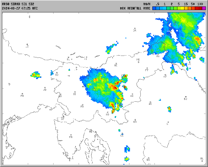 radarska slika padavin | Foto: Arso