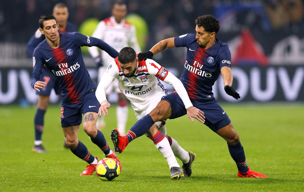 Lyon vs PSG | V derbiju francoskega prvenstva je Lyon premagal PSG, ki ne more računati na poškodovanega Neymarja. | Foto Reuters