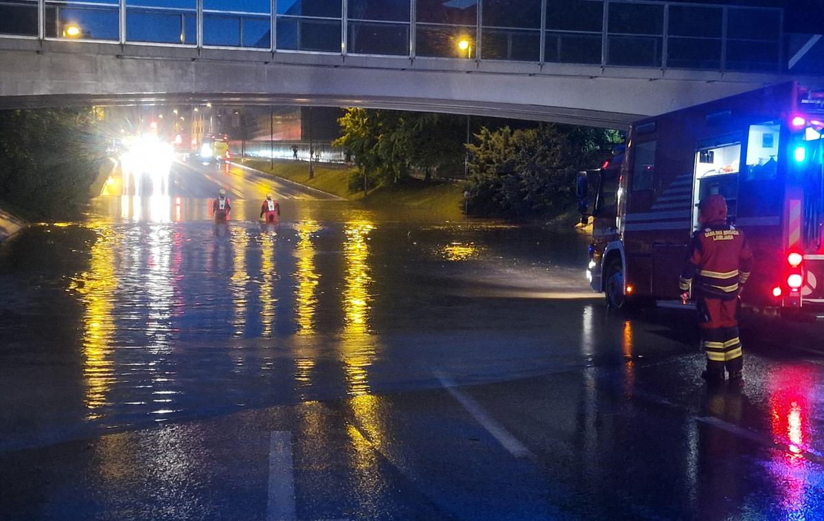 podvoz na Celovški cesti | Močnejše nevihte z nalivi so zajele predvsem severno polovico Slovenije. | Foto bralec Matjaž Maček