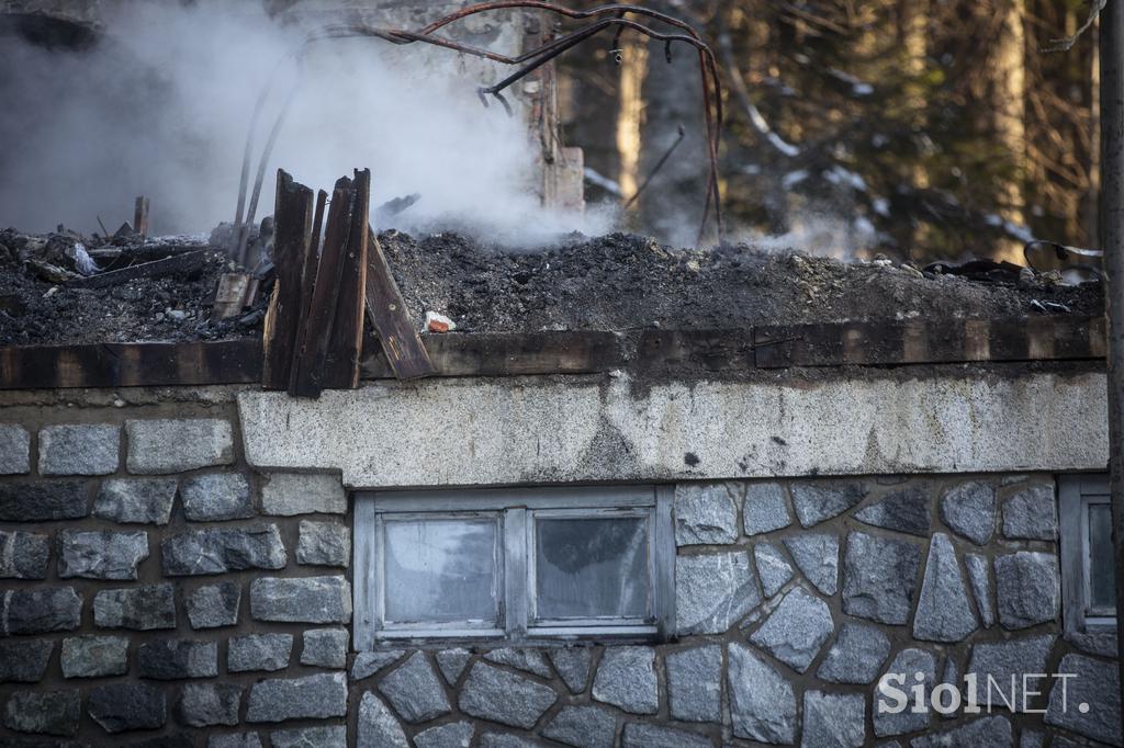 Požar na Osankarici. Osankarica. Pogorišče.