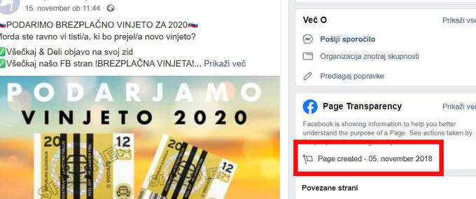 Tole je pogosto ključen podatek, ki ga je treba preveriti pri ugotavljanju, ali gre za resnično ali lažno nagradno igro. Ta profil je bil sicer ustvarjen že lani, a tudi letos "podarja" celoletno vinjeto.  | Foto: Matic Tomšič / Posnetek zaslona