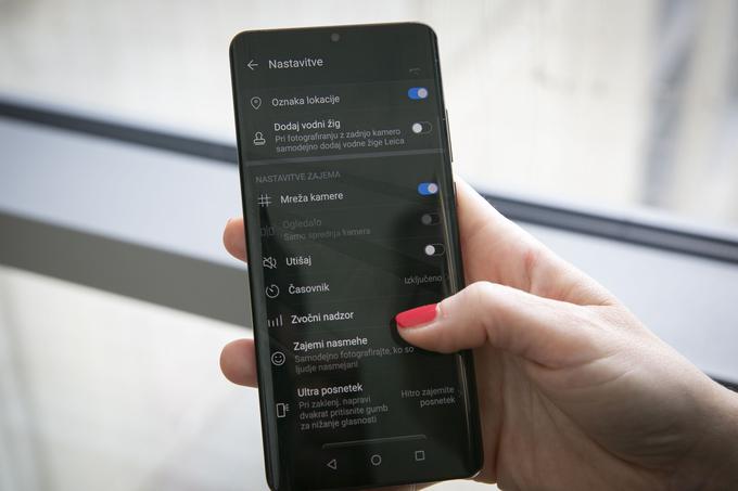 Del možnosti nastavitev fotoaparata in kamere na pametnem telefonu Huawei P30 Pro | Foto: Bojan Puhek