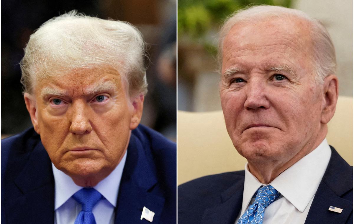 Donald Trumb in Joe Biden | Tekmeca Donald Trump in Joe Biden sta si z zmagami po državah zagotovila zadostno število delegatov za potrditev predsedniške kandidature na konvencijah, ki jo bodo imeli republikanci julija v Milwaukeeju (Wisconsin), demokrati pa avgusta v Chicagu (Illinois). | Foto Reuters