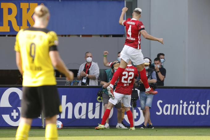 Zvezdnik Borussie Dortmund Braut Erling Haaland je nemočno spremljal veselje nogometašev Freiburga. | Foto: Guliverimage/Vladimir Fedorenko