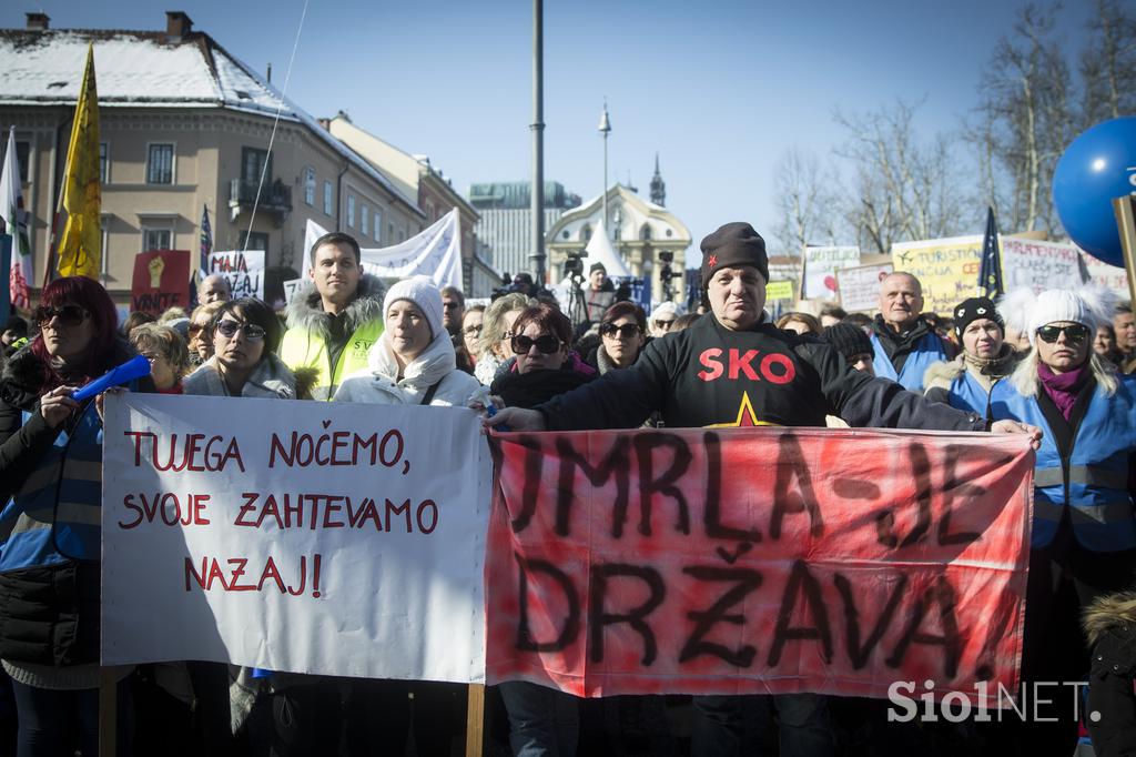 protest stavka Ljubljana Sviz