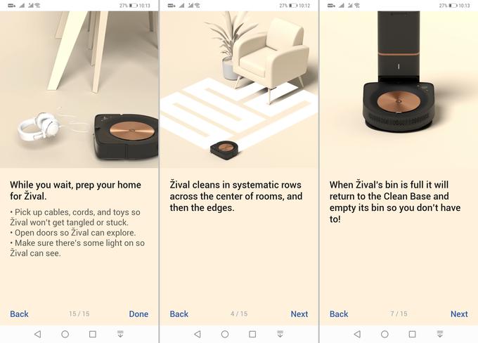 Pred prvim zagonom aplikacija iRobot poskrbi tudi za osnovne informacije o napravi, med katerimi so tudi ti napotki in opisi. | Foto: Srdjan Cvjetović