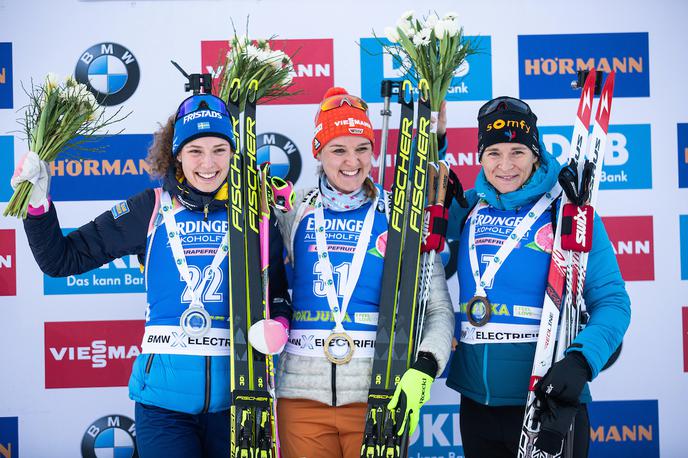 Pokljuka, 15 km, drugi dan | Zmagovalna trojica: Hanna Oeberg, Denise Herrmann in Anais Bescond. | Foto Peter Podobnik/Sportida