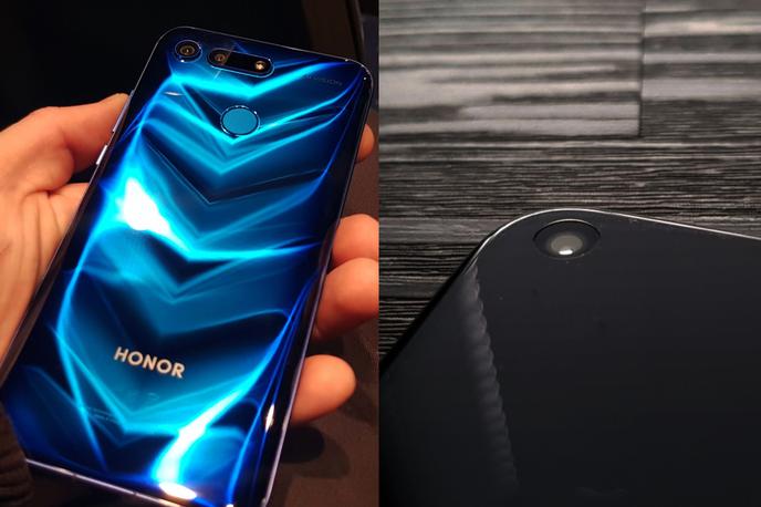 Honor View 20 | Dve lastnosti pametnega telefona Honor View 20, ki takoj pritegneta pogled, sta nenavaden vzorec na hrbtni strani naprave in pa luknja neposredno v zaslonu, ki nadomešča tako imenovano zarezo in v kateri je sprednji fotoaparat. Ta elementa sta za celokupno uporabniško izkušnjo v resnici sicer skoraj najmanj pomembna, pravi aduti View 20 namreč ležijo drugje. | Foto Matic Tomšič