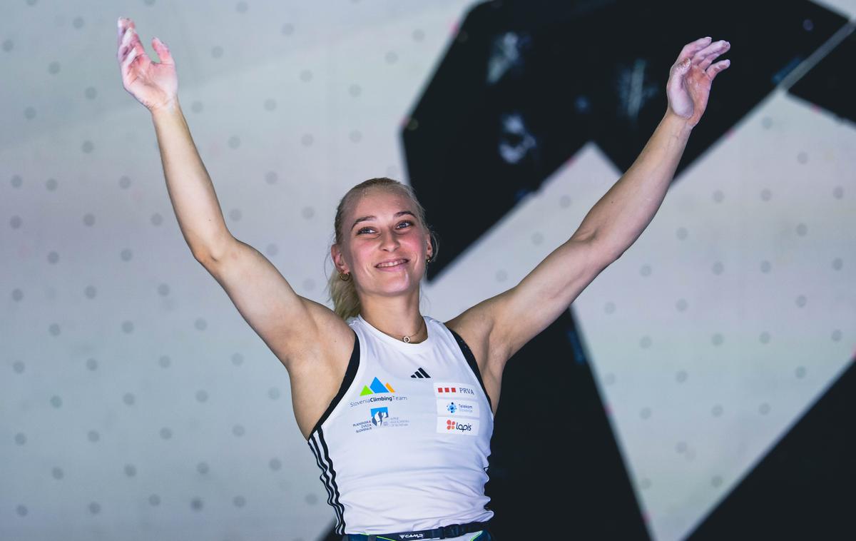 Janja Garnbret Koper 2023 finale | Janja Garnbret bi ta konec tedna v Kopru rada s slovenskimi navijači še enkrat proslavila dejstvo, da je zlata olimpijska medalja v športnem plezanju znova na slovenskih tleh. | Foto Grega Valančič