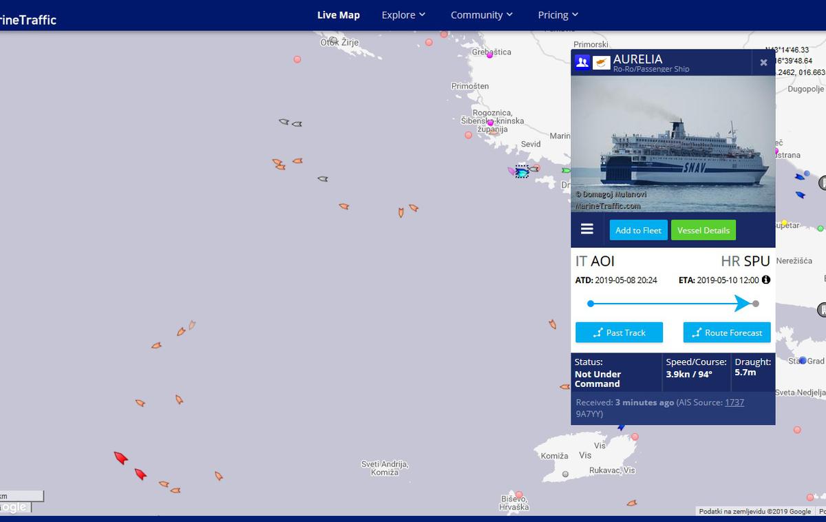 Trajekt reševanje | Foto Marine Traffic