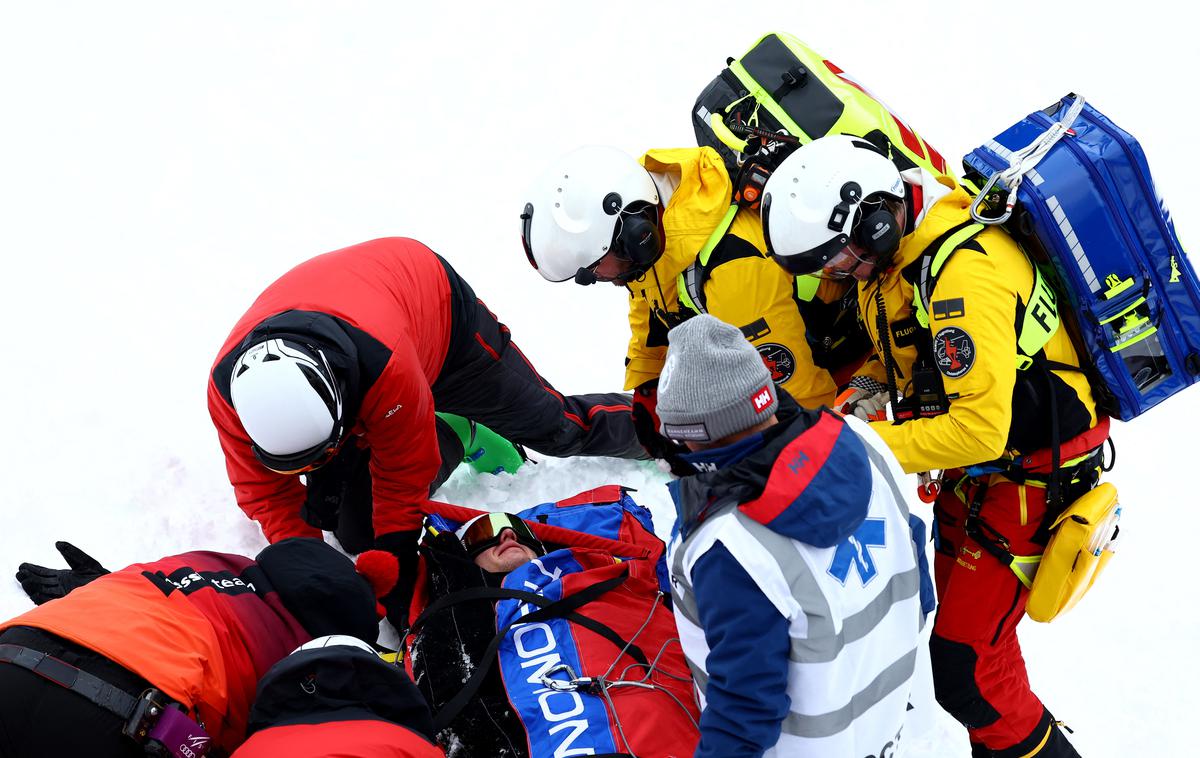 Remi Cuche, Kitzbühel | Na treningu smuka na znameniti progi Streif v Kitzbühlu so danes trije smučarji grdo padli. | Foto Reuters