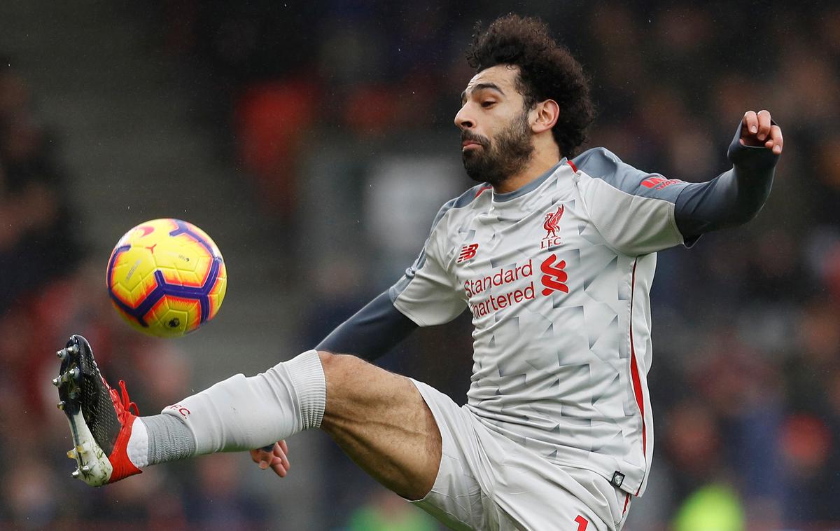 Mohamed Salah Liverpool | Mohamed Salah je za zmago Liverpoola prispeval tri zadetke. | Foto Reuters