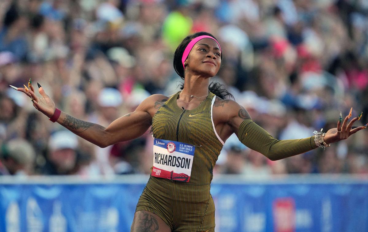 Sha'Carri Richardson | Svetovna prvakinja v teku na 100 m Sha'Carri Richardson je dominirala v ameriških kvalifikacijah na 100 m za olimpijske igre v Parizu. | Foto Reuters