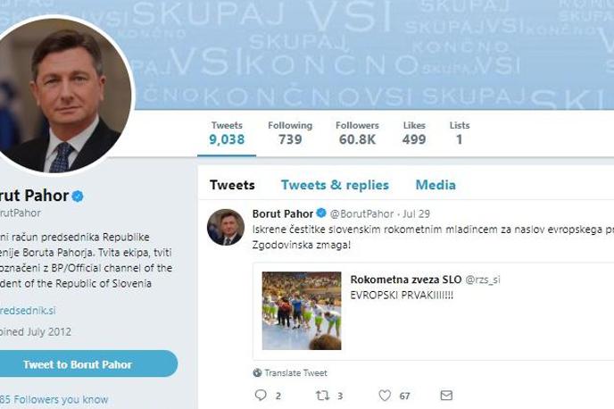 Pahorjev twitter profil | Foto zajem zaslona