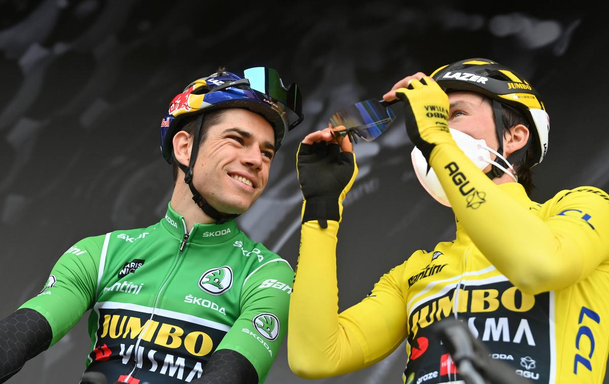 Wout Van Aert & Primož Roglič | Wout Van Aert in Primož Roglič sta zeleno in rumeno majico osvojila že na letošnji dirki Pariz - Nica. To želijo pri Jumbo-Vismi ponoviti še na Touru. | Foto Guliverimage